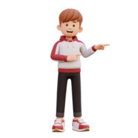 3d masculino personagem apontando esquerda png