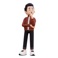 3d masculino personaje pensando png