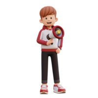 3d male character holding a megaphone png