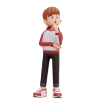 3d masculino personagem pensando png