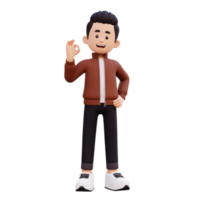 3d male character give ok sign png