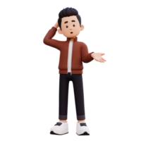 3d masculino personaje confuso png