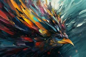 Colorful abstract bird vivid. Generate Ai photo