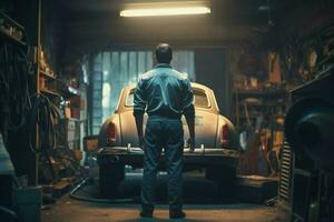 Car mechanic fix garage. Generate Ai photo