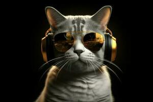 Cat dj headphones. Generate Ai photo