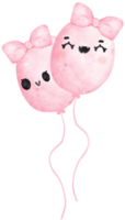 Cute kawaii face sweet pink Halloween balloon watercolor painted png