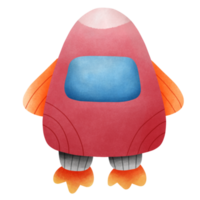 Cute and simple rocket in watercolor png