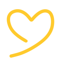 Simple heart line in pastel yellow png