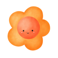 Cute simple orange flower watercolor style png