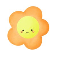 oranje schattig bloem in waterverf stijl png