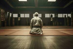 Karateka old man gym. Generate Ai photo