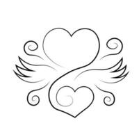 Heart and Wing in one line in black and white vector