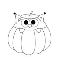 Cute cartoon Owl in pumpkin in black and white vector