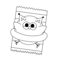 Cute Owl on the beach with inflatable ring in black and white vector