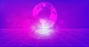 Digital technology metaverse neon blue pink background, cyber information, abstract speed connect communication, innovation future meta tech, internet network connection, Ai big data, illustration 3d vector