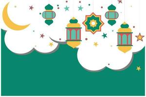 Ramadan Kareem background with arabic lanterns and stars. Muslim ornament. It can also be used for greeting cards for Eid al-Adha, Eid al-Fitr, and other Muslim holiday celebrations vector