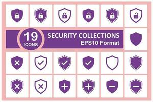 Set of icons on the theme of security and protection. Vector illustration. a collection of 19 security icons with a protective theme, suitable for design protection, security, privacy etc