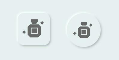 Perfume solid icon in neomorphic design style. Bottle signs vector illustration.