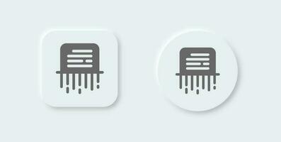 Paper shredder solid icon in neomorphic design style. Delete signs vector illustration.