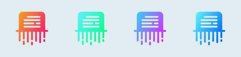 Paper shredder solid icon in gradient colors. Delete signs vector illustration.