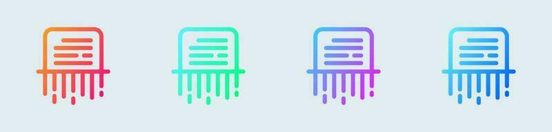 Paper shredder line icon in gradient colors. Delete signs vector illustration.