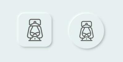 Oil lamp line icon in neomorphic design style. Lantern signs vector illustration.