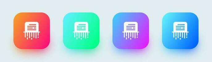 Paper shredder solid icon in square gradient colors. Delete signs vector illustration.