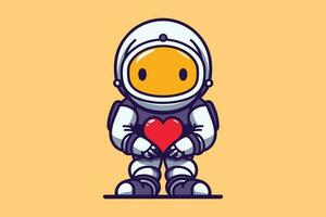 Astronaut Holding Heart 3d Character Creative Unique Mascot Logo Tshirt Sublimation Vector Design Template