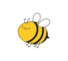 Cute bee character vector illustration isolated on white