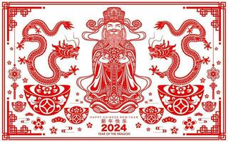 Happy chinese new year 2024 the dragon zodiac sign vector