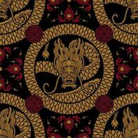 Seamless pattern happy chinese new year 2024 the dragon zodiac sign with asian elements paper cut style on color background. vector