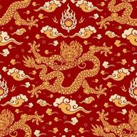 Seamless pattern happy chinese new year 2024 the dragon zodiac sign with asian elements paper cut style on color background. vector