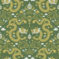 Seamless pattern happy chinese new year 2024 the dragon zodiac sign with asian elements paper cut style on color background. vector