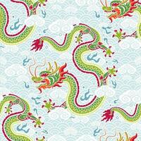 Seamless pattern happy chinese new year 2024 the dragon zodiac sign vector