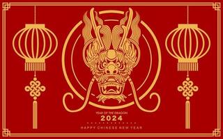 Happy chinese new year 2024 the dragon zodiac sign vector