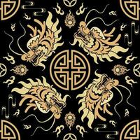 Seamless pattern happy chinese new year 2024 the dragon zodiac sign with asian elements paper cut style on color background. vector