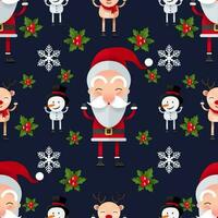 Seamless pattern happy  new year and christmas with cute character and christmas vector