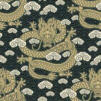 Seamless pattern happy chinese new year 2024 the dragon zodiac sign with asian elements paper cut style on color background. vector