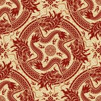 Seamless pattern happy chinese new year 2024 the dragon zodiac sign with asian elements paper cut style on color background. vector