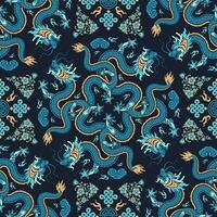 Seamless pattern happy chinese new year 2024 the dragon zodiac sign with asian elements paper cut style on color background. vector
