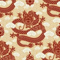 Seamless pattern happy chinese new year 2024 the dragon zodiac sign with asian elements paper cut style on color background. vector