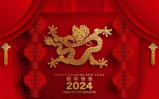 Happy chinese new year 2024 the dragon zodiac sign vector