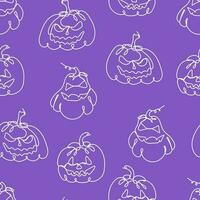 Seamless pattern with crazy pumpkins vector