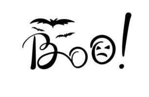 Boo Cute Halloween calligraphic inscription with smooth lines vector