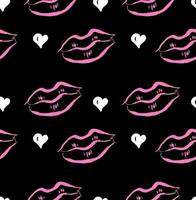 Lips line art seamless pattern. vector