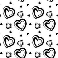 Seamless pattern of hand-drawn  Hearts on white background. vector