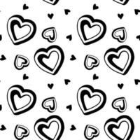 Seamless pattern of hand-drawn  Hearts on white background. vector