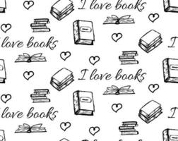 I love books concept Seamless pattern vector
