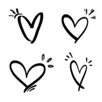 Doodle hearts on set. hand drawn heart. love symbol. vector illustration