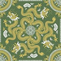 Seamless pattern happy chinese new year 2024 the dragon zodiac sign with asian elements paper cut style on color background. vector